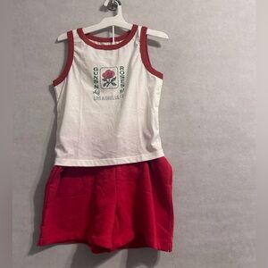 Kids Guns and roses White and Red Tank Top and Red sweat shorts size XXL NWT